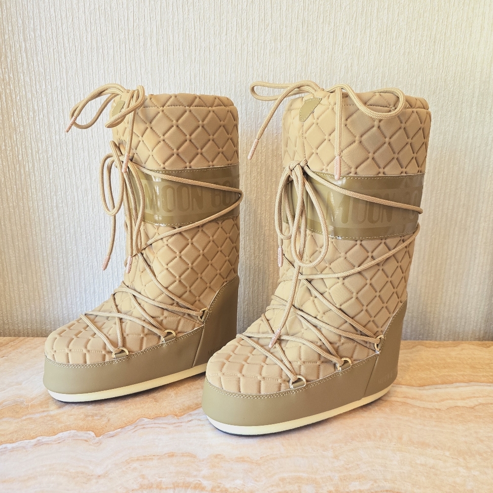 Moon Boot Tall Icon Quilt Boot Caramel Moon Boot Quilted Snow Boot - Picture 9 of 17